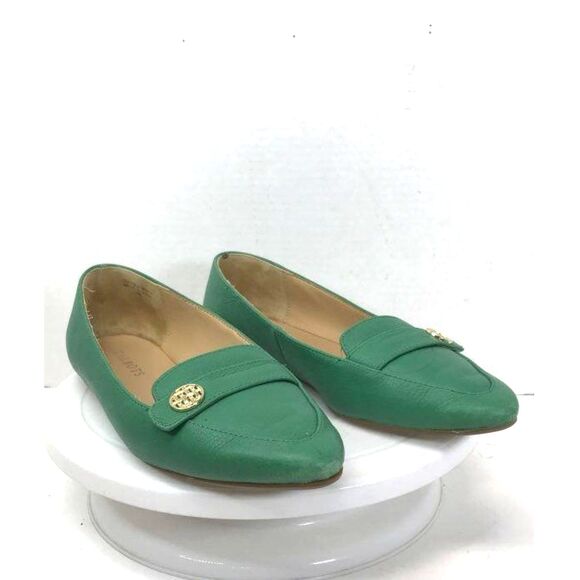 Talbots Francesca Tab Driving Moccasins - Pebbled Leather Green Slip-on Shoes -7 - Picture 3 of 11
